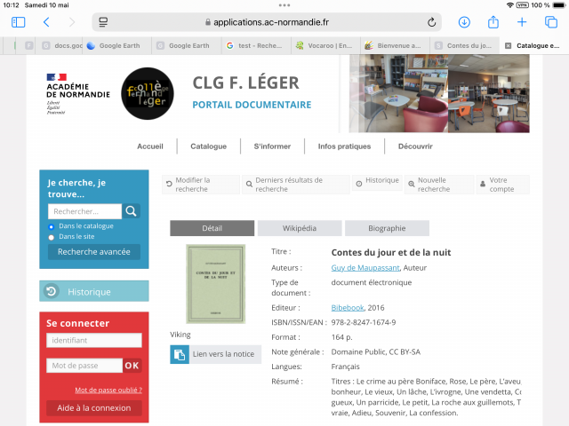 La notice du livre numérique sur le portail documentaire