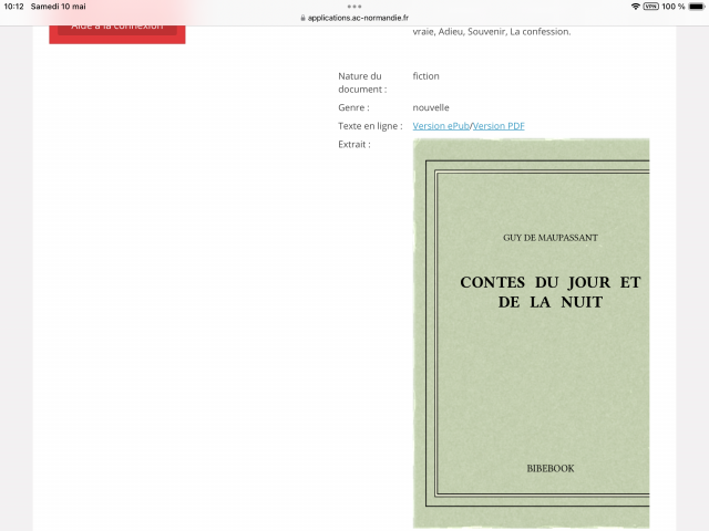 Sur la notice, les élèves peuvent prévisualiser le livre numérique