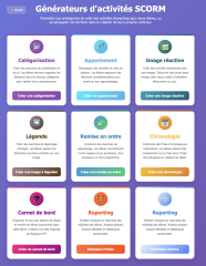 Activités SCORM disponibles sur le hub de création pédagogique