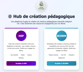 Page d'accueil du hub de création pédagogique