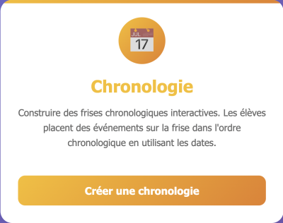 Capture d'écran du bouton d'accès de l'activité Chronologie avec description de l'activité